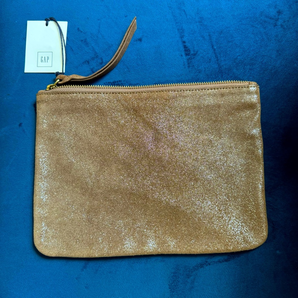 Gap Tan shimmer leather wristlet NWT